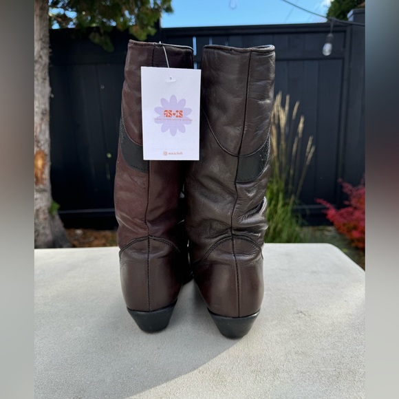 Bastien vintage leather fisherman core tall boots in brown - Picture 8 of 12